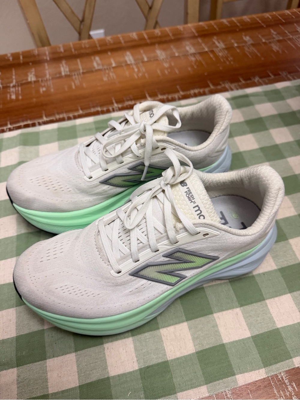 New Balance Women's White with Mint Green Athletic Running Shoes